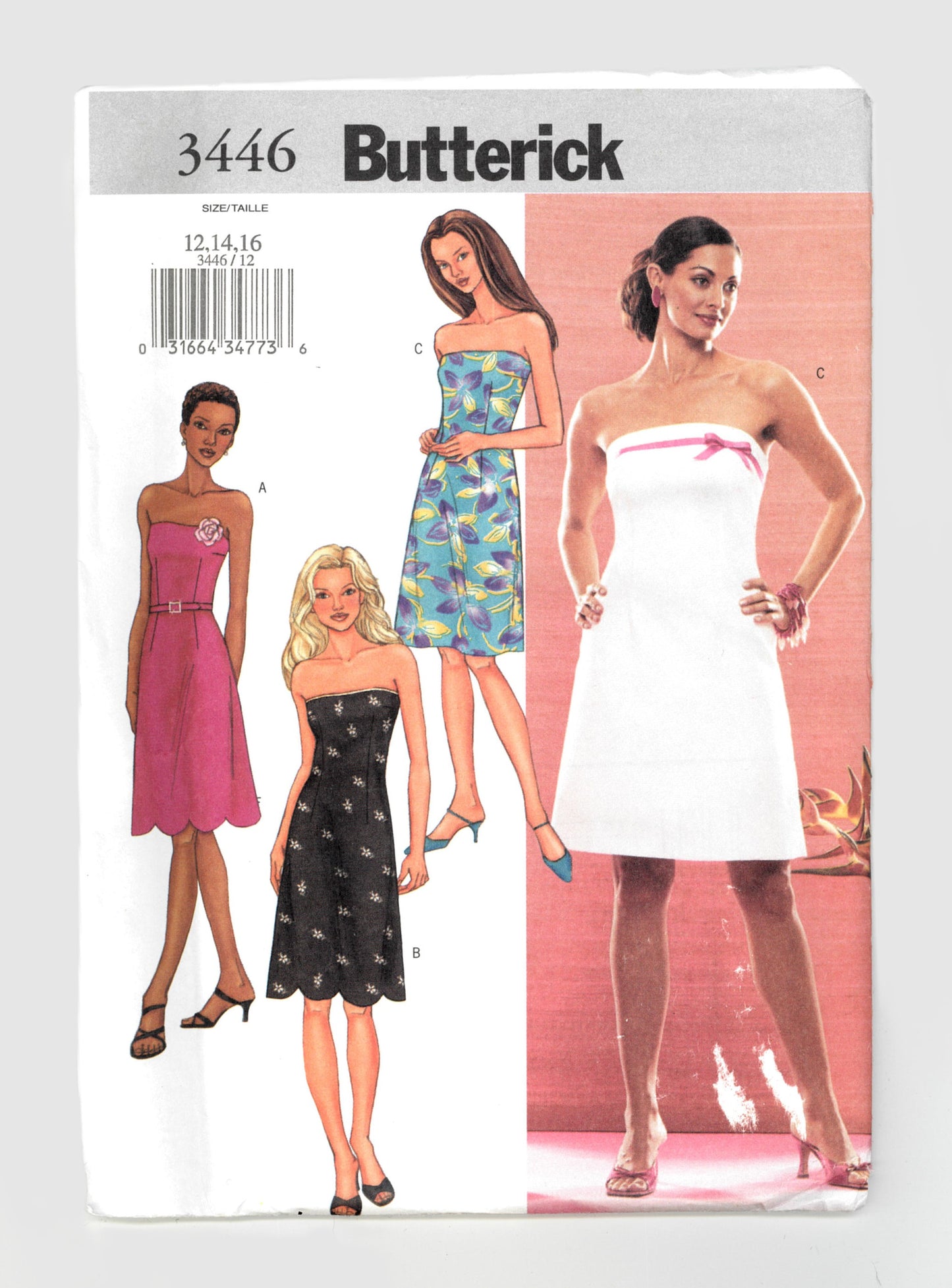 Butterick 3446 Misses Dress Sewing Pattern UNCUT Size 12 14 16