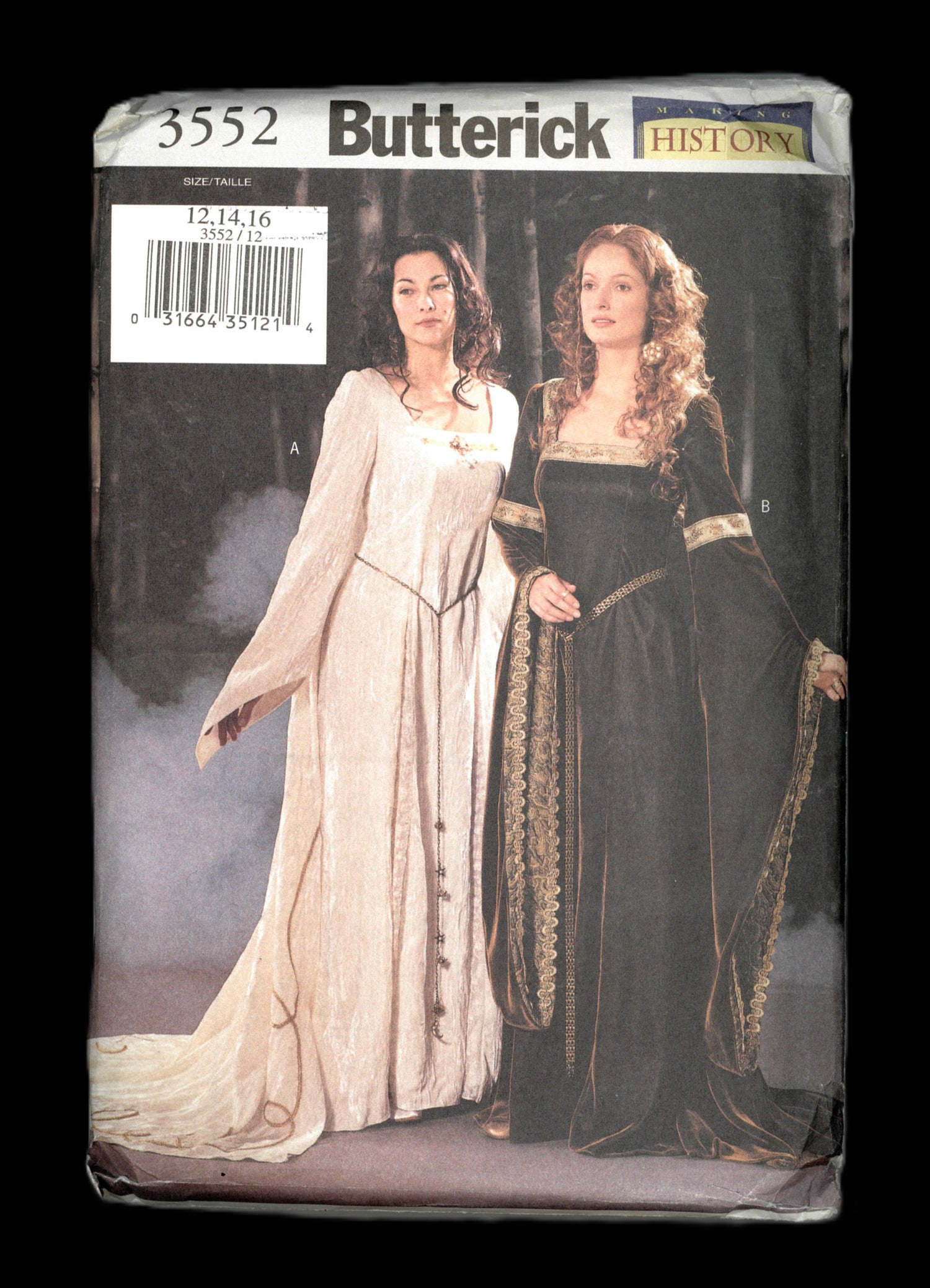 Butterick 3552 Making History Misses Medieval Gown Sewing Pattern UNCUT  Size 12 14 16