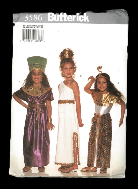 Butterick 3586 Childrens Girls Cleopatra Egyptian Costume Sewing Pattern - UNCUT  Size XS S M L