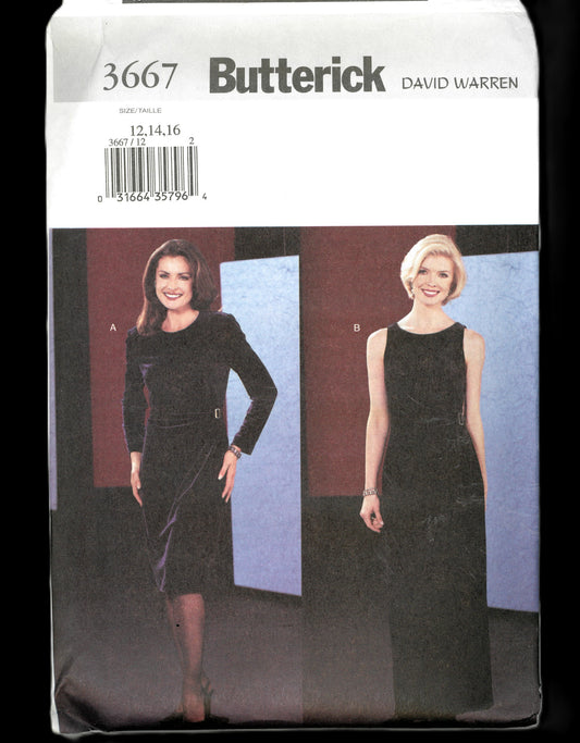 Butterick 3667 David Warren Misses Dress Sewing Pattern UNCUT Size 12 14 16