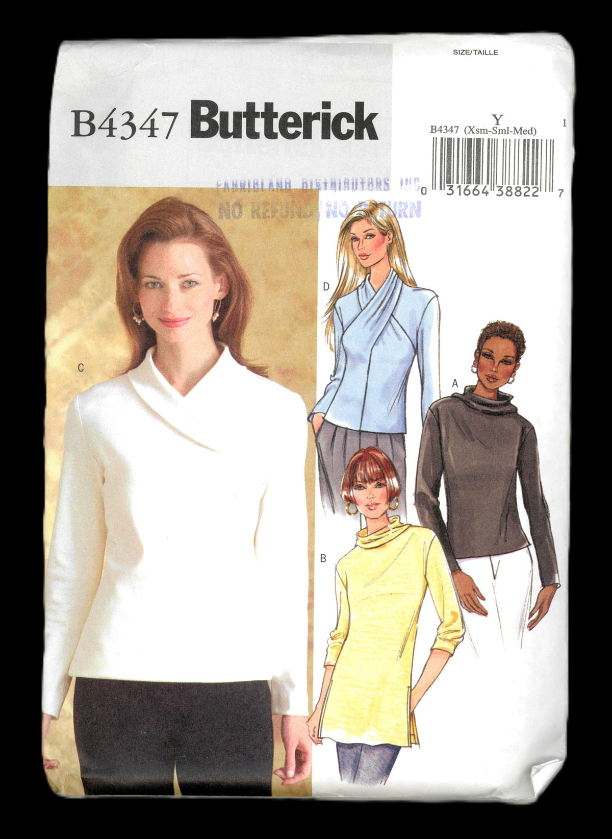 Butterick 4347 Misses / Misses Petite Tops Sewing Pattern UNCUT Size Xsm Sml Med