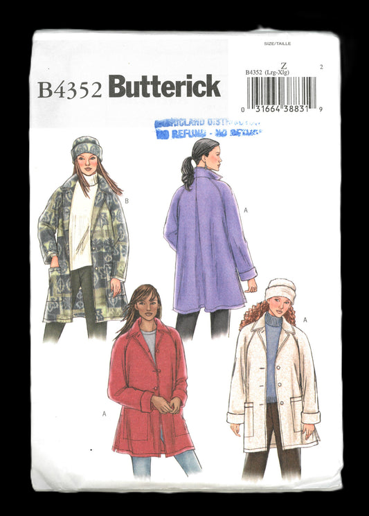 Butterick 4352 Misses / Misses Petite Jacket Sewing Pattern UNCUT  Size Lrg - Xxl