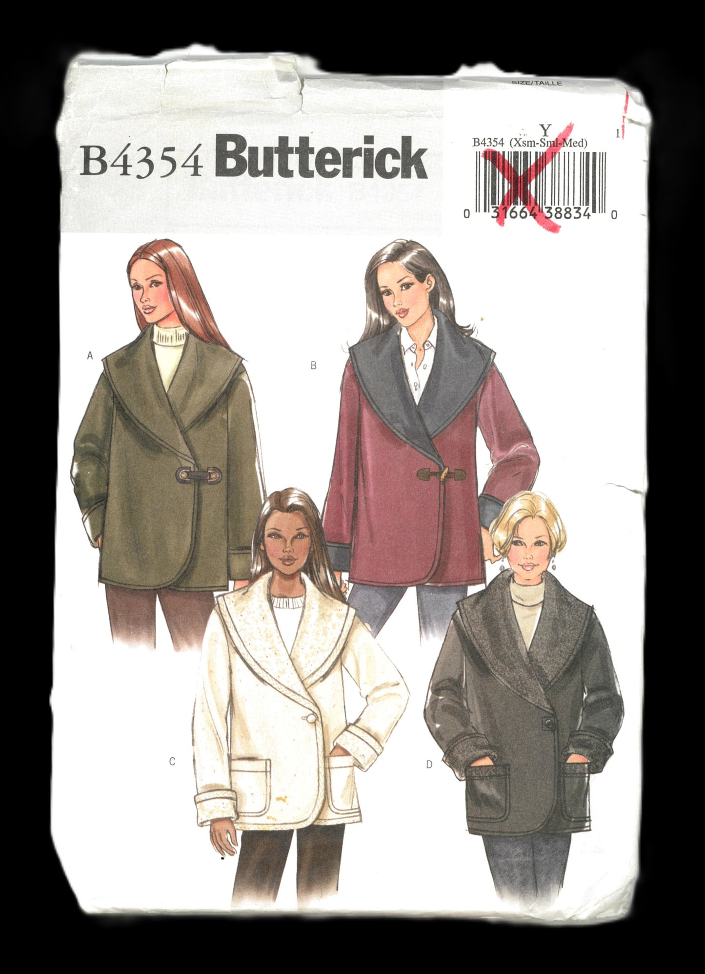 Butterick 4354 Misses Jacket Sewing Pattern UNCUT  Size Xsm Sml Med