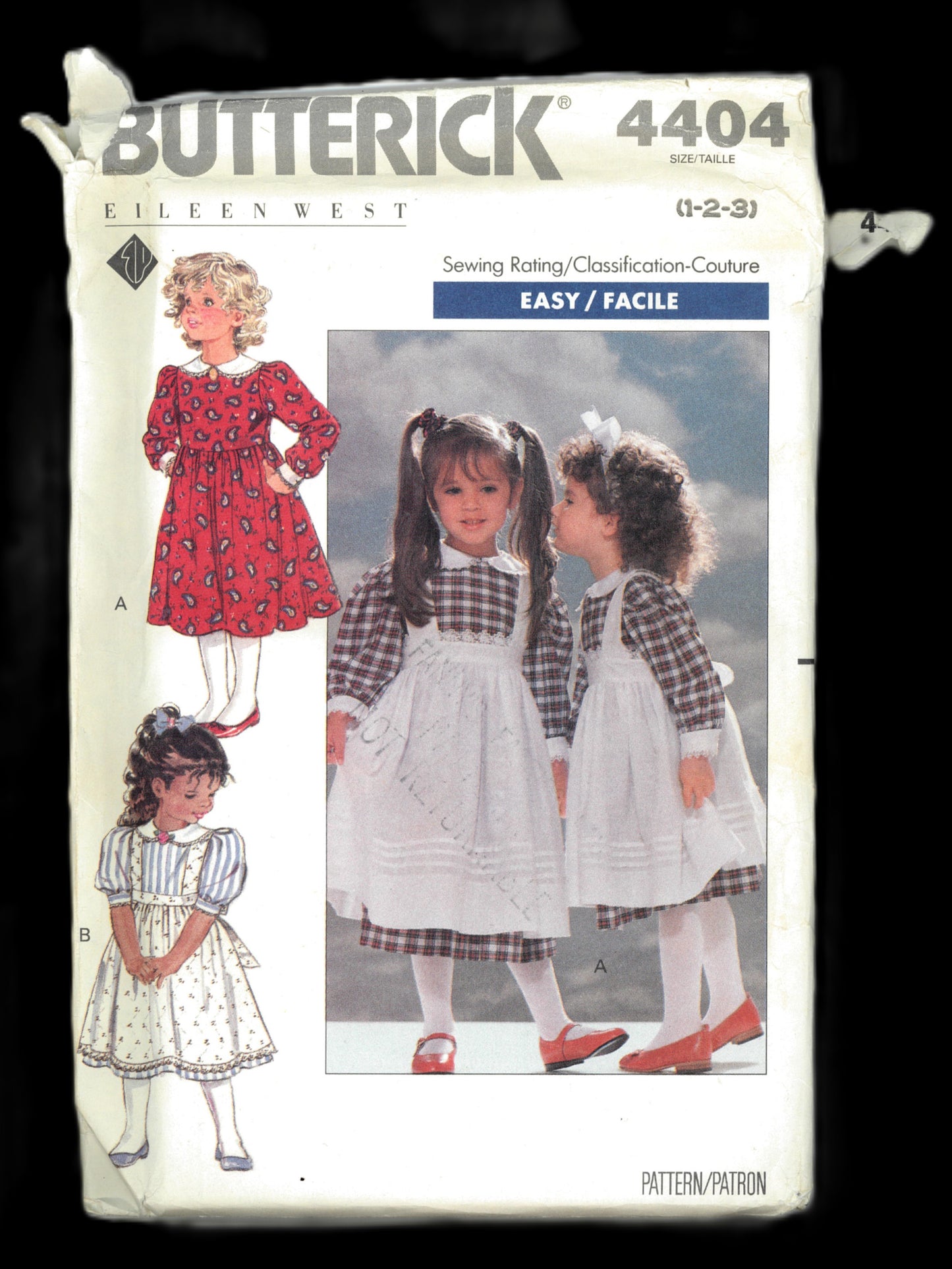 Butterick 4404 Girls Dress and Pinafore Sewing Pattern - UNCUT Size 1 2 3