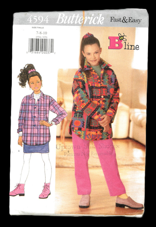 Butterick 4594 Girls Top Skirt and Pants Sewing Pattern UNCUT Size 7 8 10
