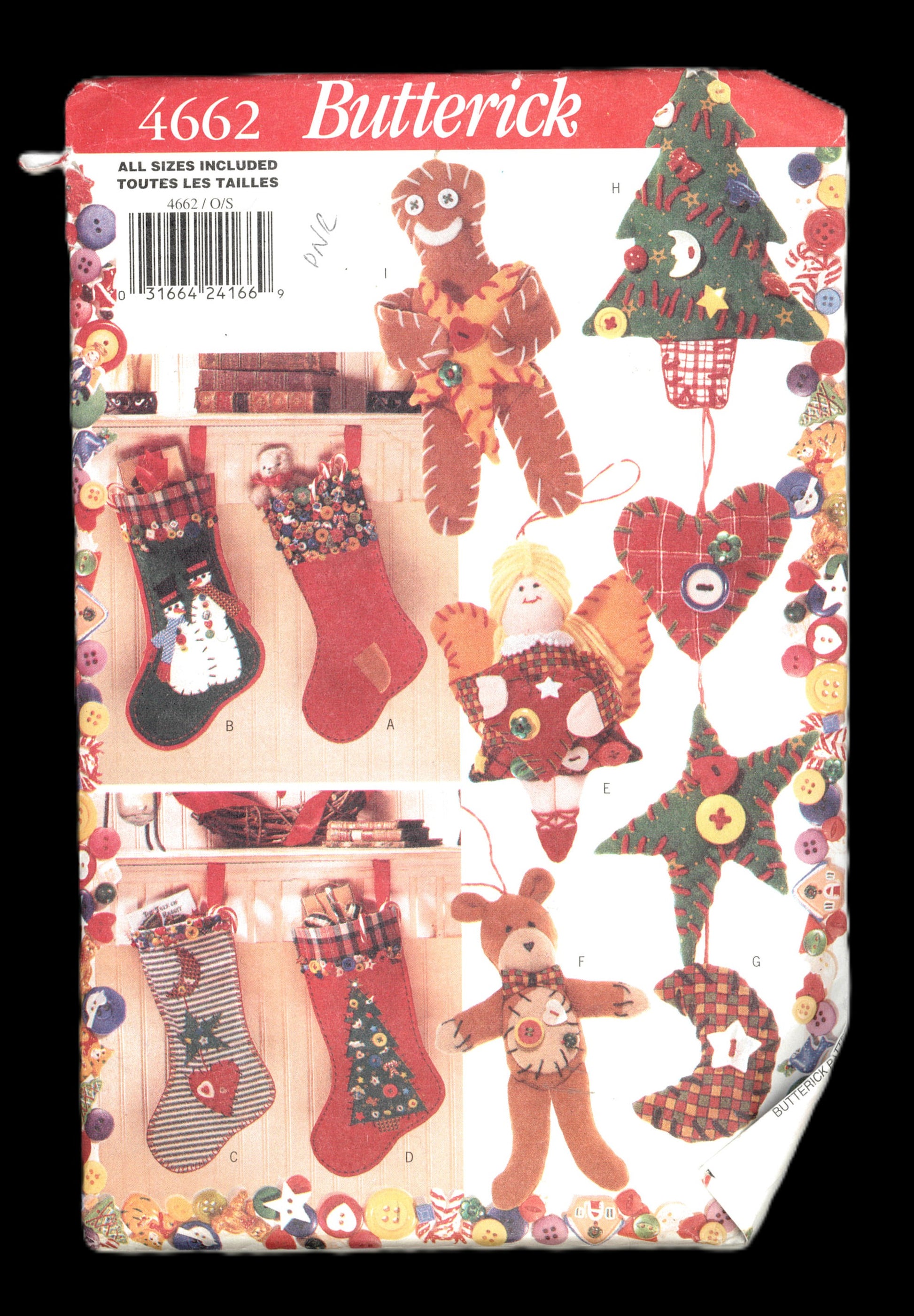 Butterick 4662 Felt Christmas ornaments Sewing Pattern