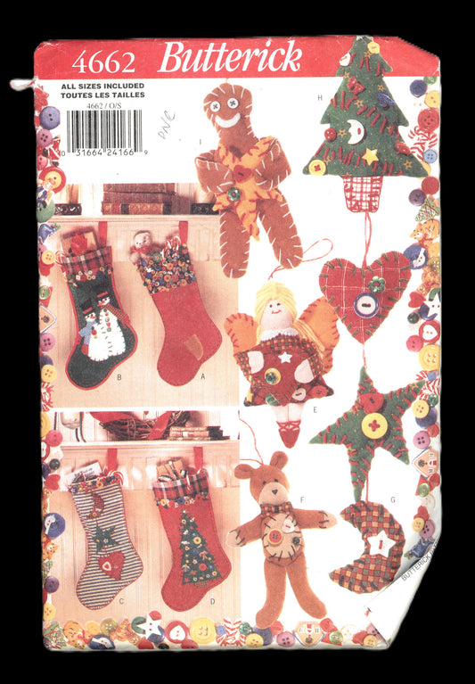 Butterick 4662 Felt Christmas ornaments Sewing Pattern
