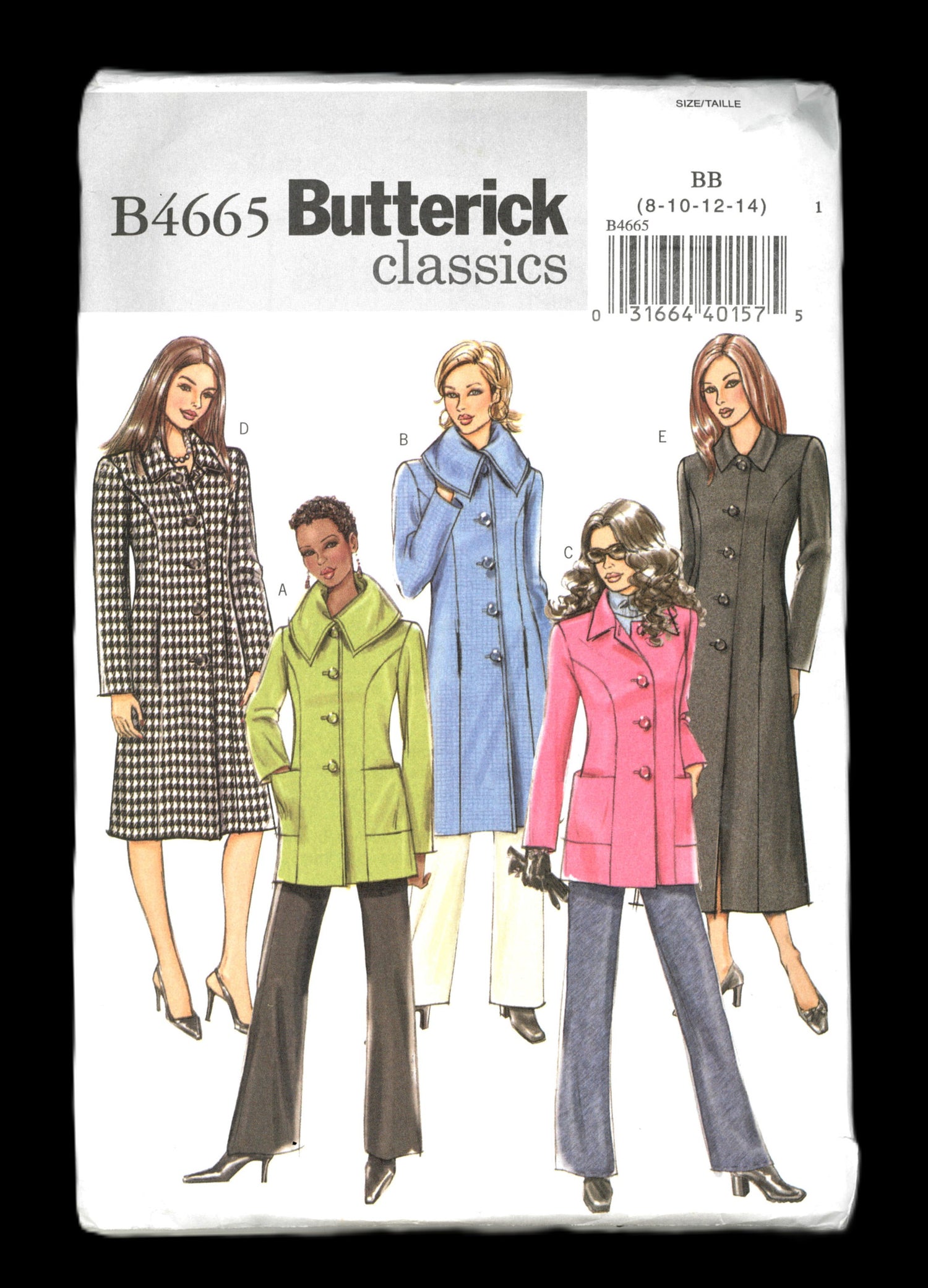 Butterick 4665 Misses / Misses Petite Jacket and Coat Sewing Pattern - UNCUT - Size 8 10 12 14