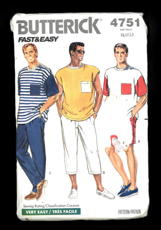 Butterick 4751 Mens Top Shorts and Pants Sewing Pattern UNCUT - Size L - XL