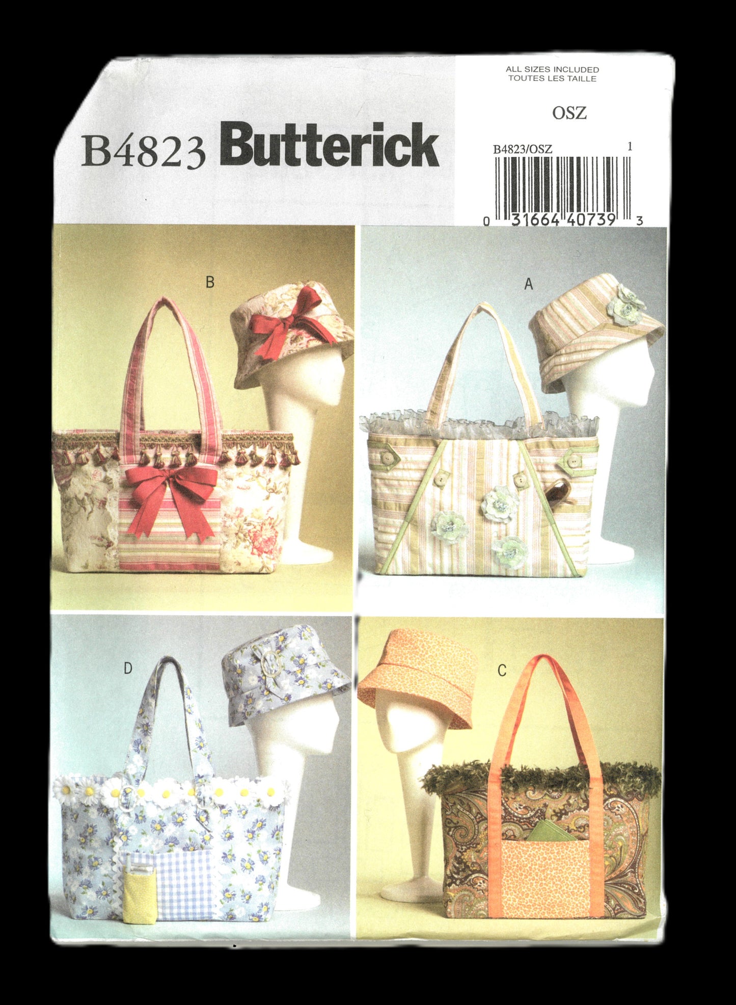 Butterick 4823 Handbags and Hat Sewing Pattern - UNCUT