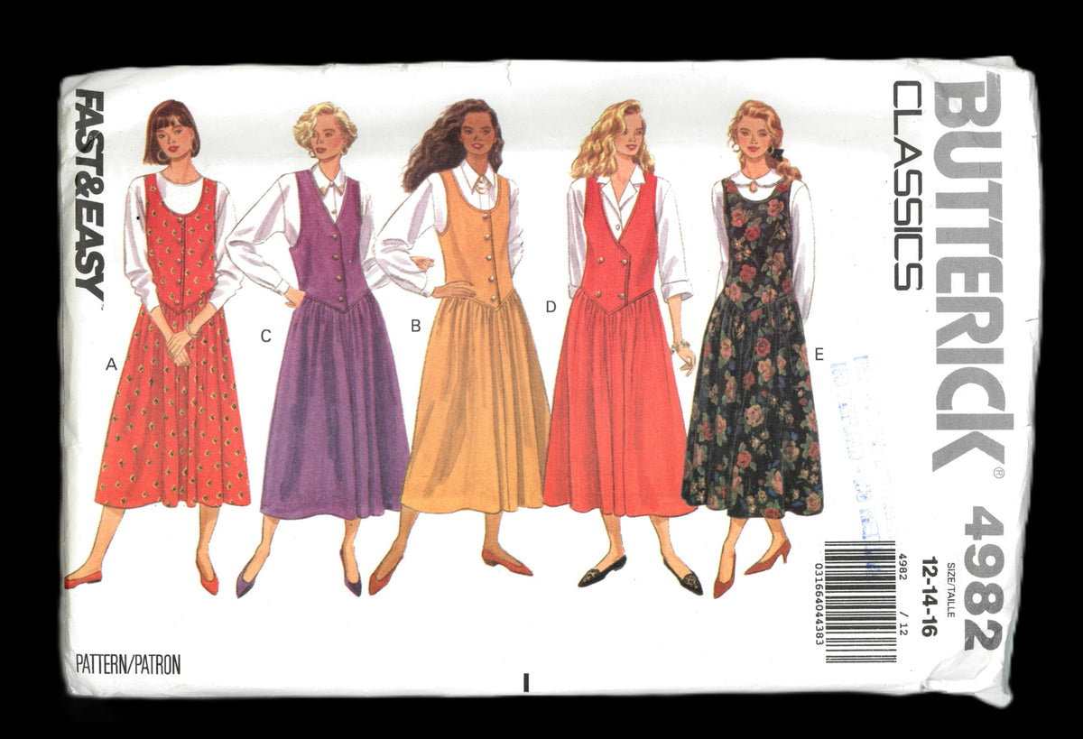 Butterick 4982 Misses / Misses Petite Jumper Sewing Pattern - UNCUT - Size 12 14 16