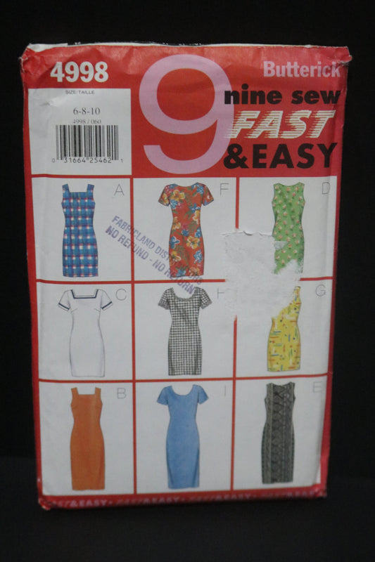Butterick 4998 Misses / Misses Petite Dress Sewing Pattern - UNCUT - Size 6 8 10