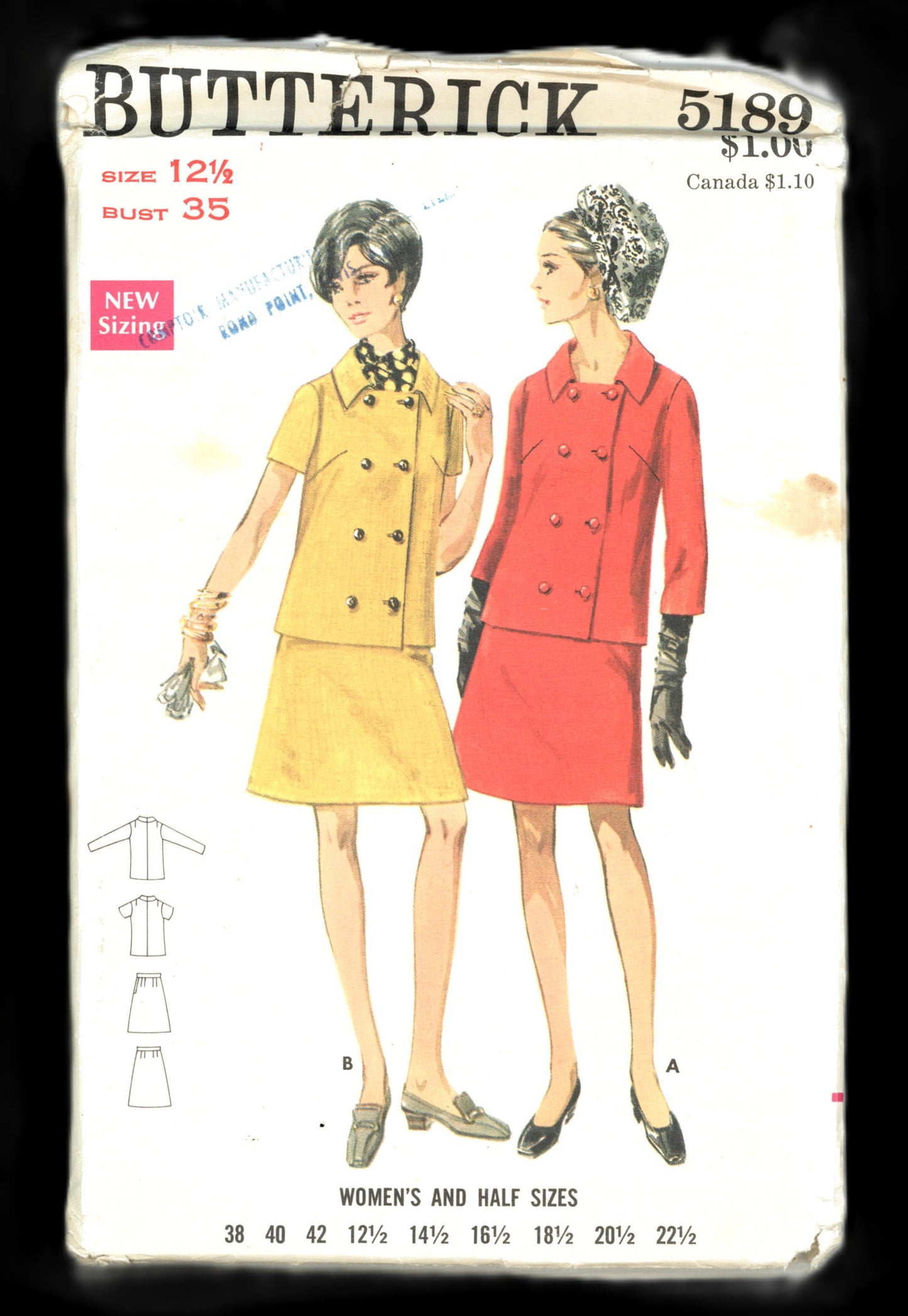 Butterick 5189 Misses Half Size Suit  Sewing Pattern - UNCUT - Size 12 1/2