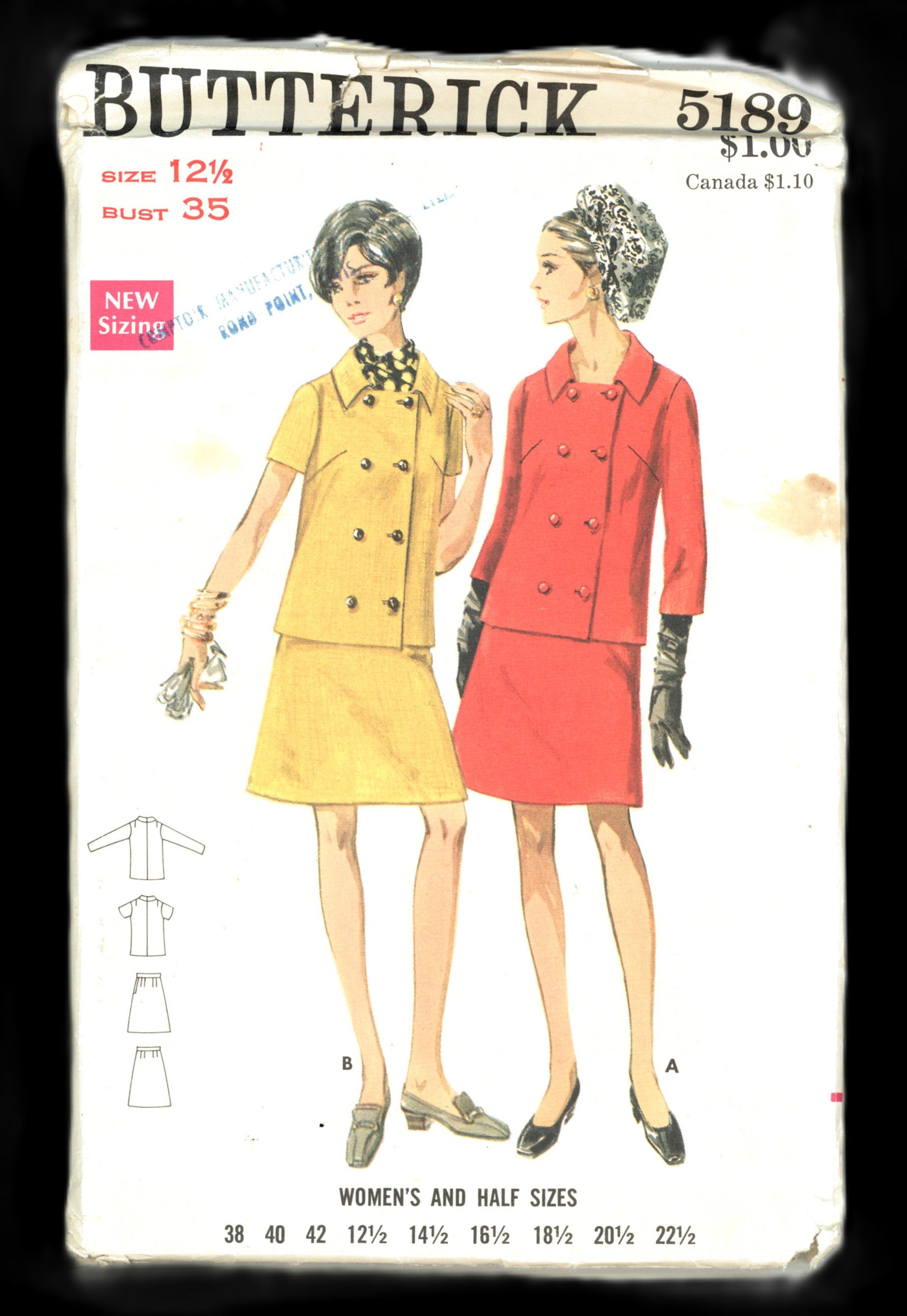 Butterick 5189 Misses Half Size Suit  Sewing Pattern - UNCUT - Size 12 1/2