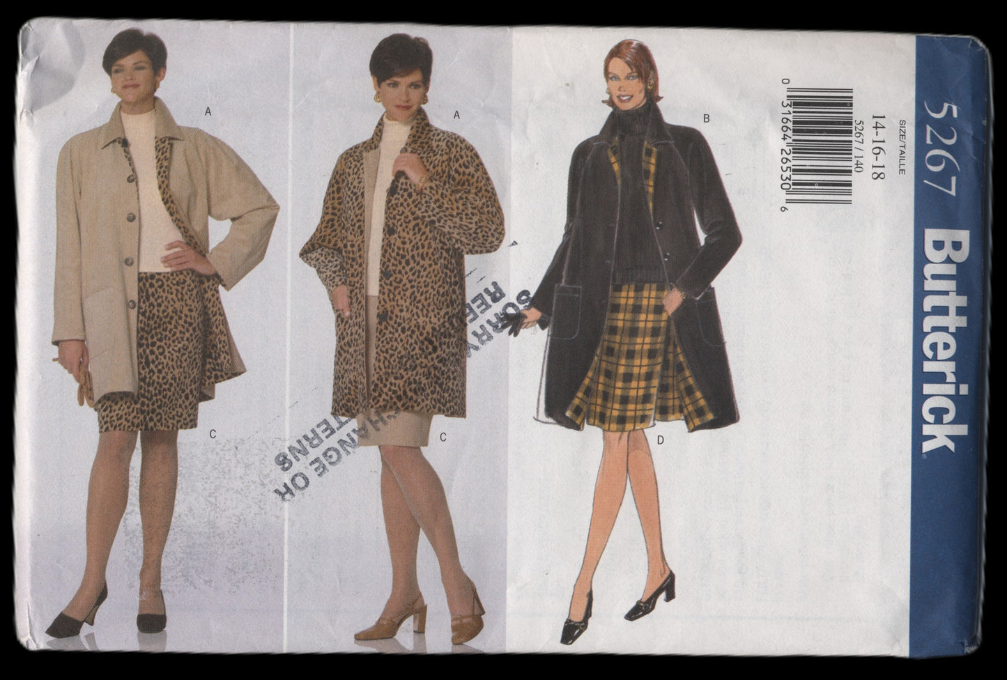 Butterick 5267 Misses / Misses Petite Coat and Skirt Sewing Pattern - UNCUT - Size 14 16 18