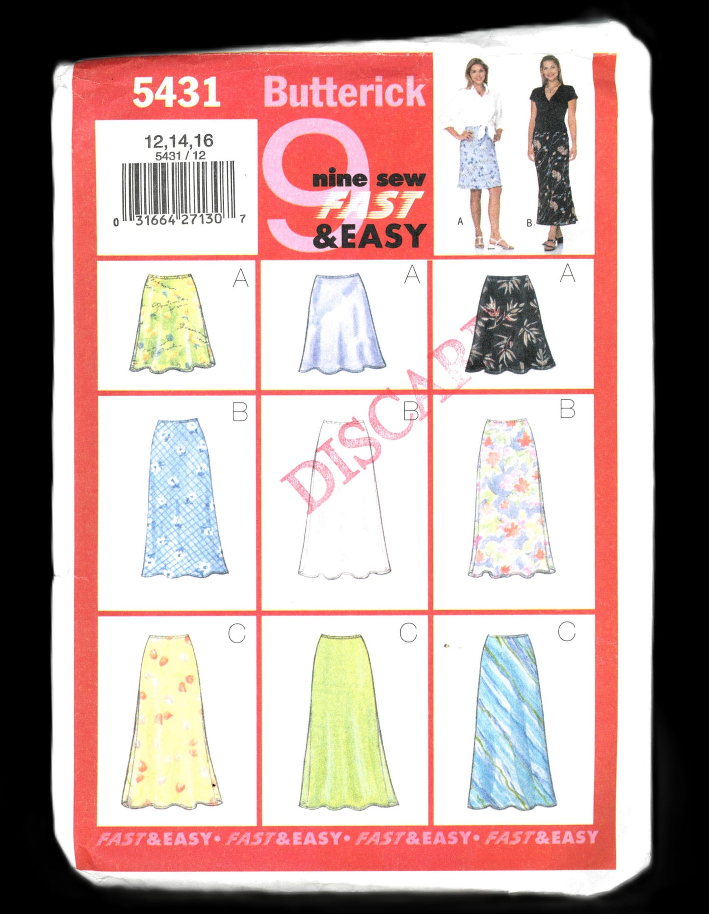 Butterick 5431 Misses Skirt Sewing Pattern - UNCUT - Size 12 14 16