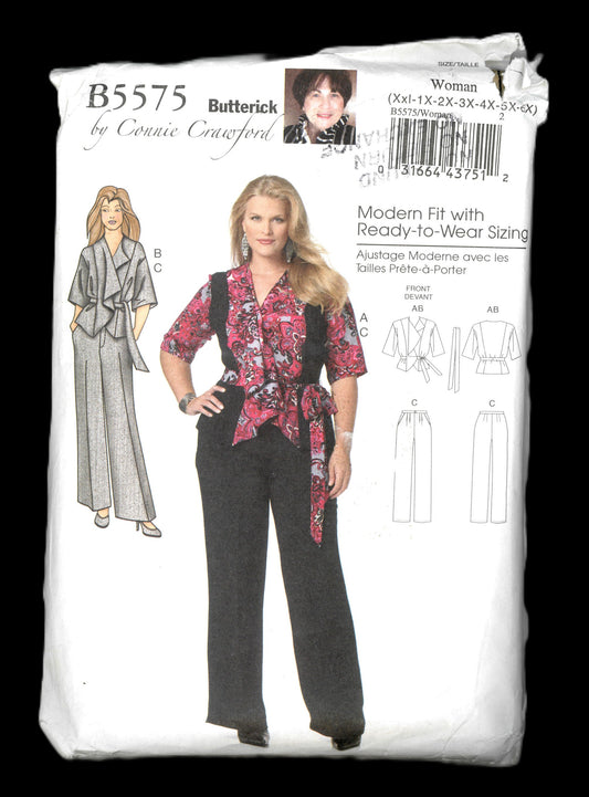 Butterick 5575 Connie Crawford Womens Jacket Belt and Pants Sewing Pattern - UNCUT - Size Xxl 1x 2x 3x 4x 5x 6x