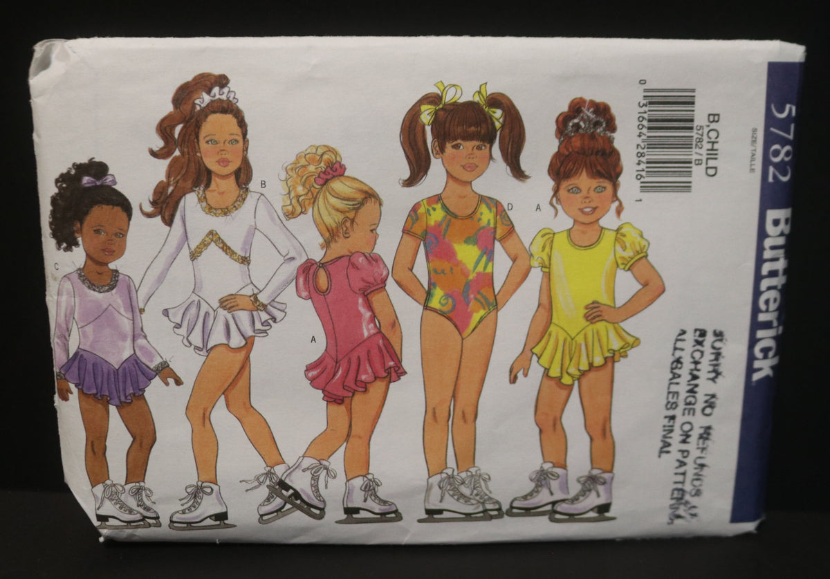 Butterick 5782 Childrens Girls Body Suit and Ponytail Holder Sewing Pattern - UNCUT - Size XS S M