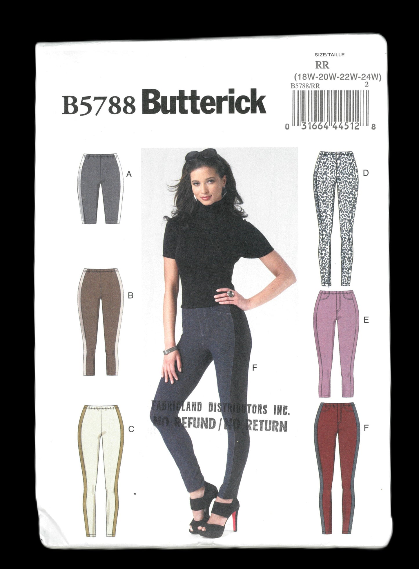 Butterick 5788 Womens Leggings Sewing Pattern UNCUT Size 18w 20w 22w 24w