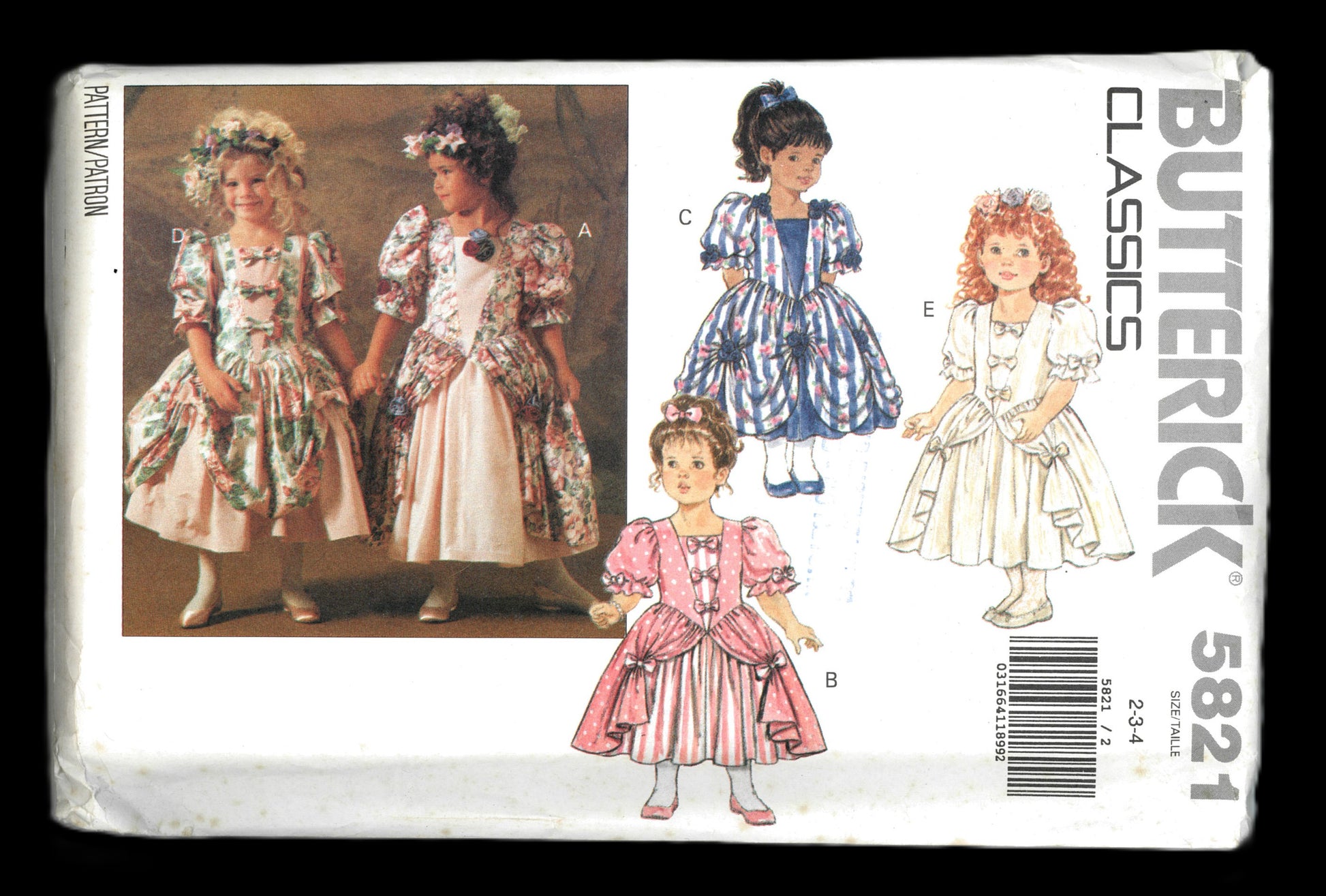 Butterick 5821 Girls Dress with Overskirt Drape Variations Sewing Pattern - UNCUT Size 2 3 4