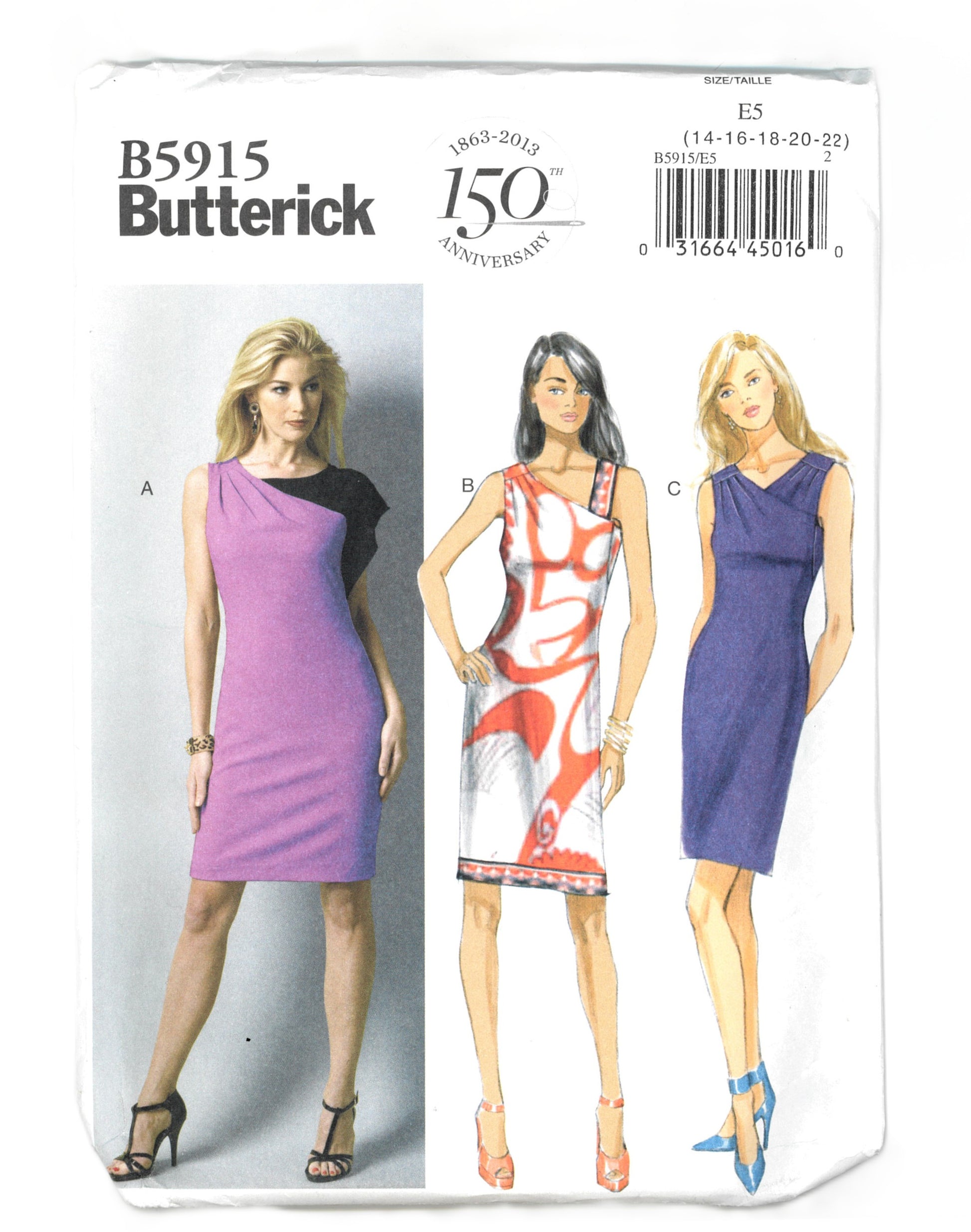 Butterick 5915 Misses Dress Sewing Pattern - UNCUT - Size 14 16 18 20 22