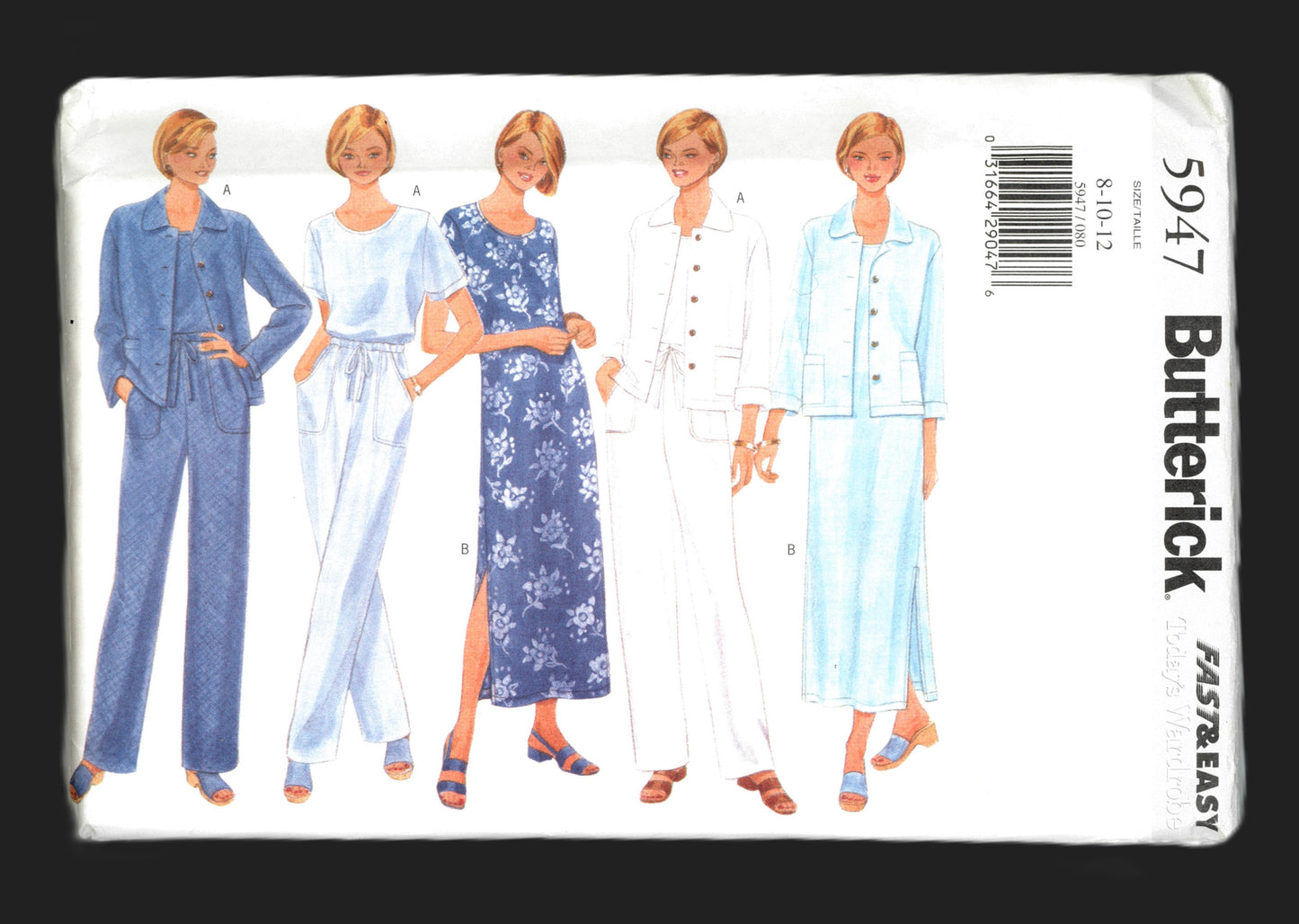 Butterick 5947 Misses / Misses Petite Jacket Dress Top and Pants Sewing Pattern - UNCUT - Size 8 10 12