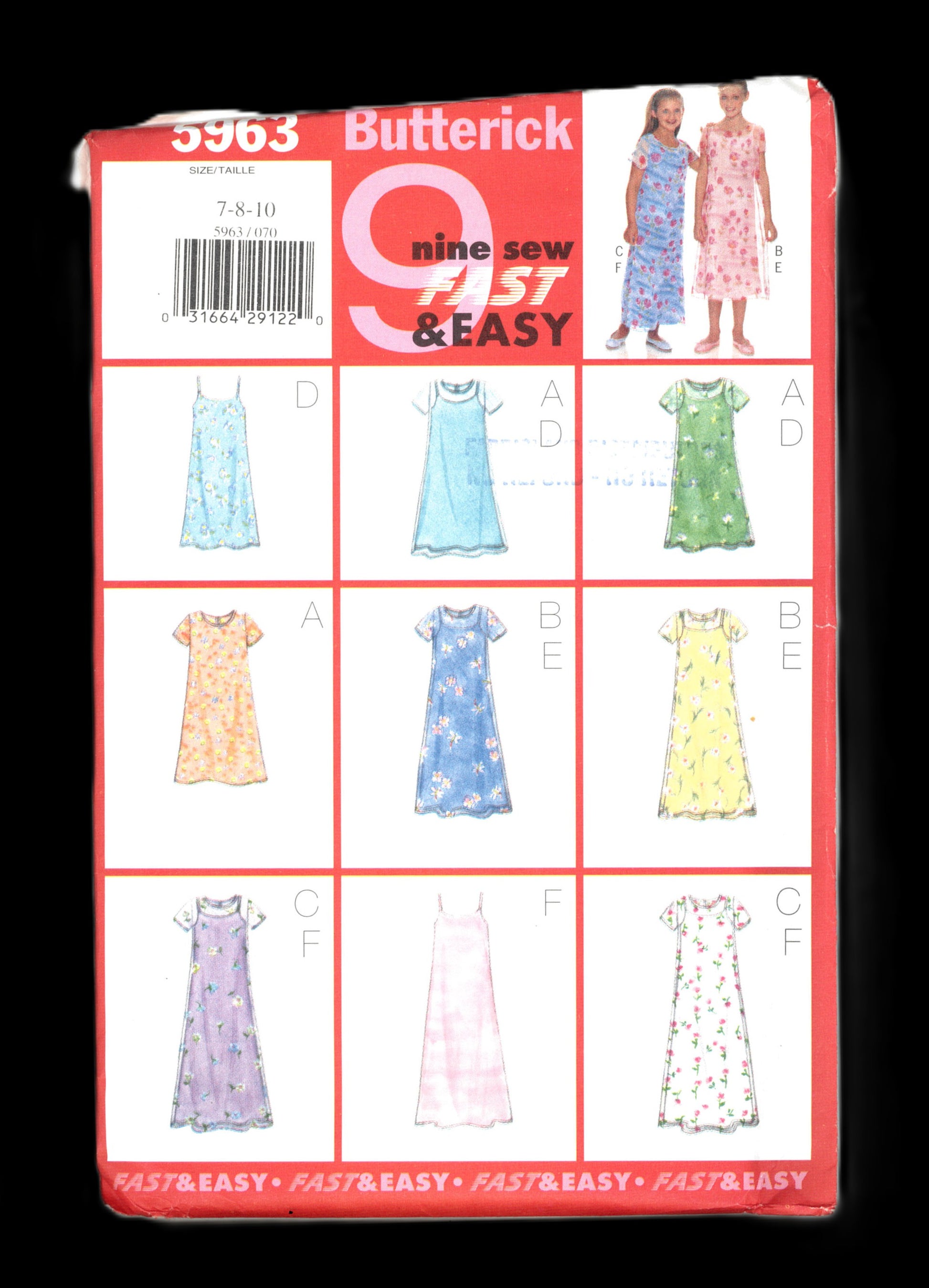 Butterick 5963 Girls Dress Sewing Pattern - UNCUT Size 7 8 10