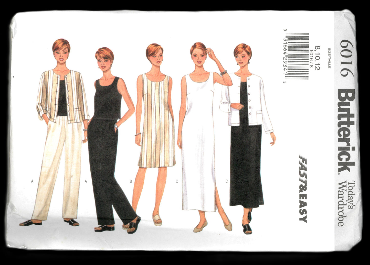 Butterick 6016  Misses / Misses Petite Jacket Top Dress and Pants Sewing Pattern - UNCUT - Size 8 10 12
