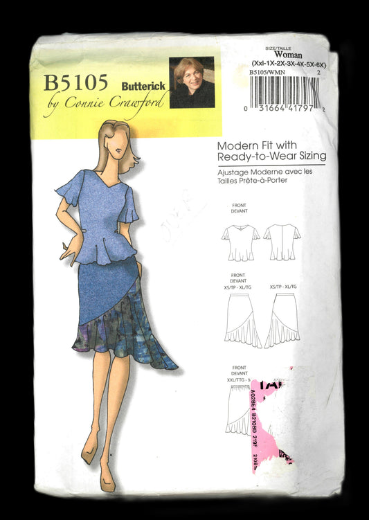 Butterick 6033 Connie Crawford Womens Blouse and Skirt Sewing Pattern - UNCUT - Size Xxl 1x 2x 3x 4x 5x 6x