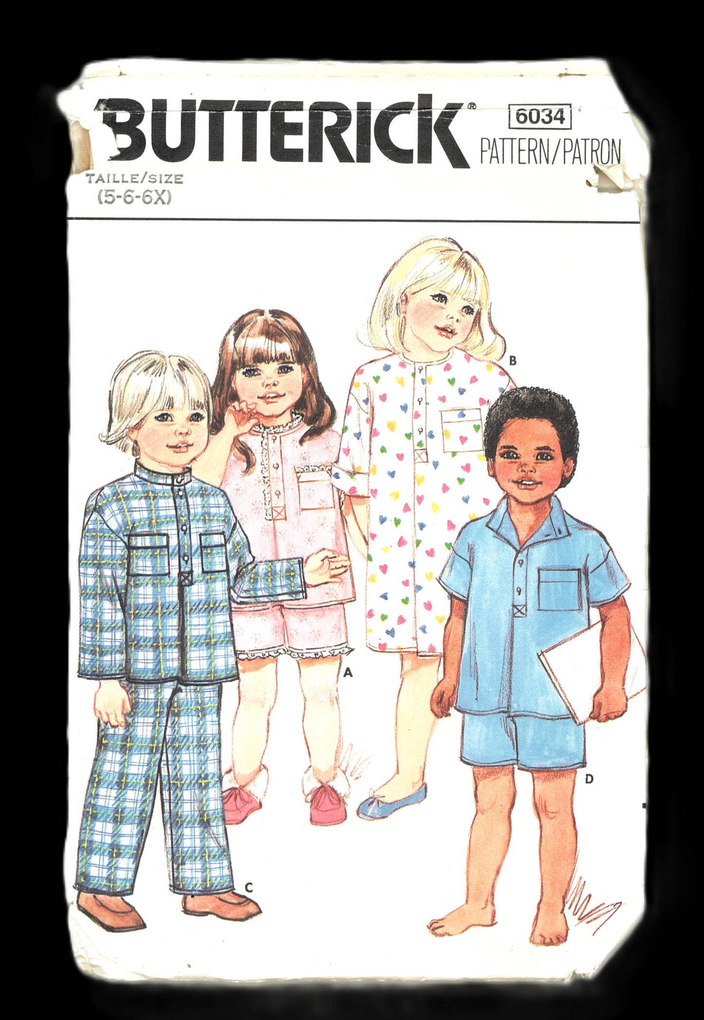 Butterick 6034 Childrens Girls Nightgown Top Pants ans Shorts Sewing Pattern - UNCUT - Size 5 6 6X