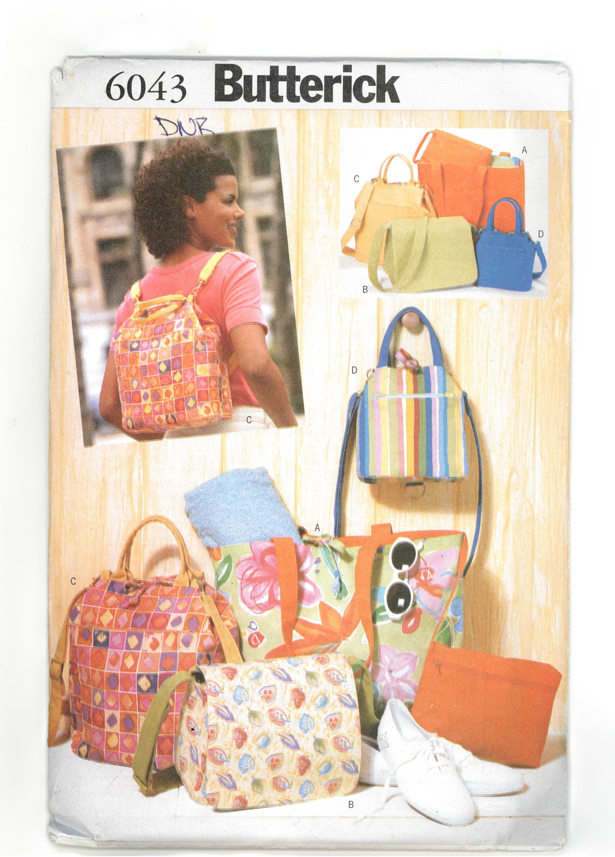 Butterick 6043 Reversible Bags Sewing Pattern - UNCUT