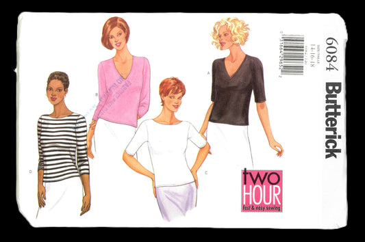 Butterick 6084 Misses / Misses Petite Top Sewing Pattern UNCUT Size 14 16 18