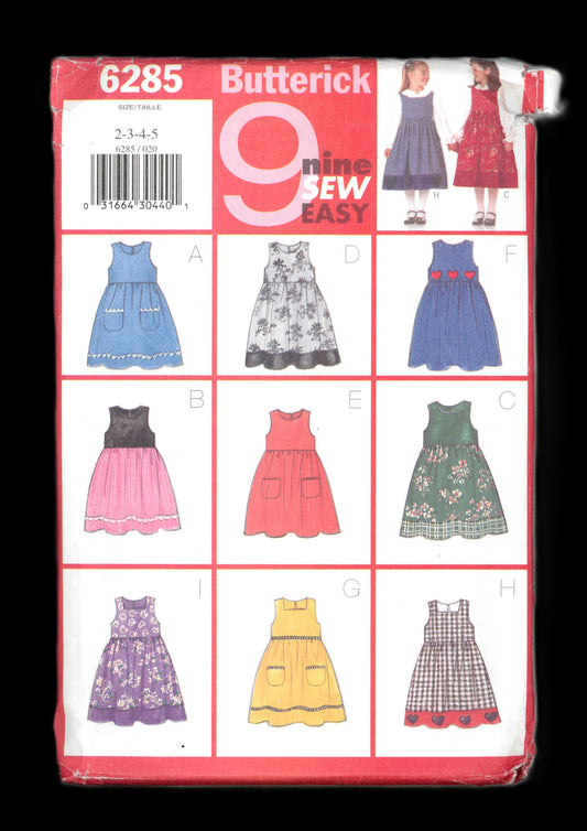 Butterick 6285 Girls Jumper & Blouse Sewing Pattern - UNCUT Size 2 3 4 5