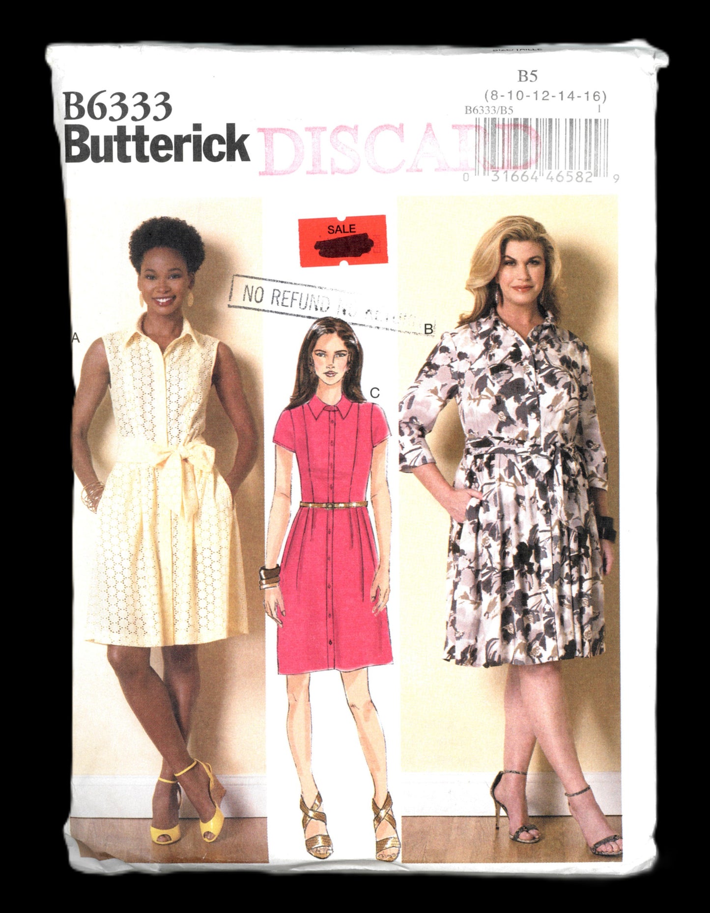 Butterick 6333 Misses Dress Sewing Pattern Button Front Shirt Dress Sewing Pattern 