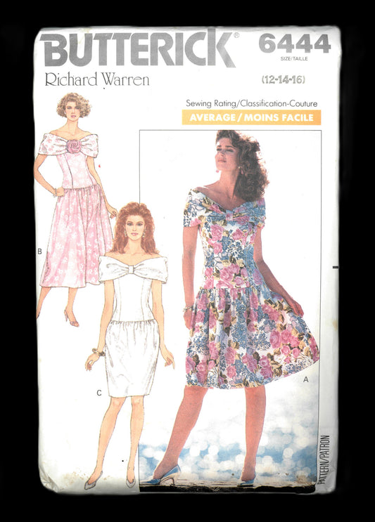 Butterick 6444 Misses Dress Sewing Pattern UNCUT Size 12 14 16