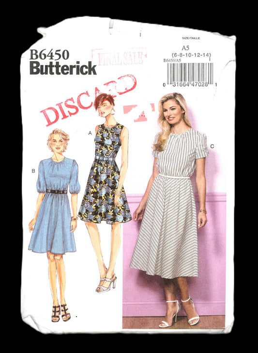 Butterick 6450 Misses / Misses Petite Dress Sewing Pattern UNCUT - Size 6 8 10 12 14