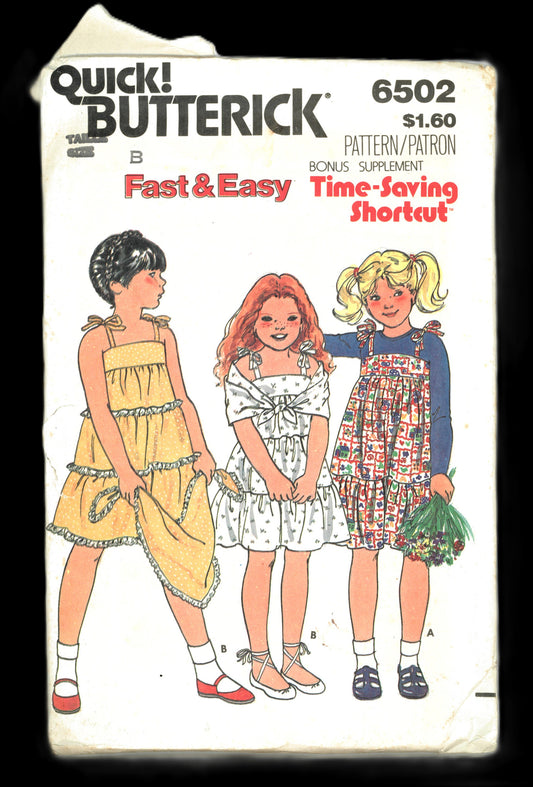 Butterick 6502 Girls Dress and Shawl Sewing Pattern - UNCUT Size B ( M L XL )