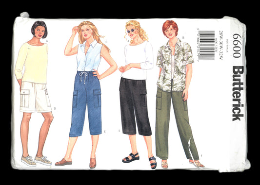 Butterick 6600 Womens / Womens Petite Top Skirt and Pants Sewing Pattern - UNCUT - Size 28W 30W 32W