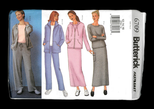 Butterick 6709 Misses / Misses Petite Jacket Top Skirt and Pants Sewing Pattern UNCUT Size 12 14 16