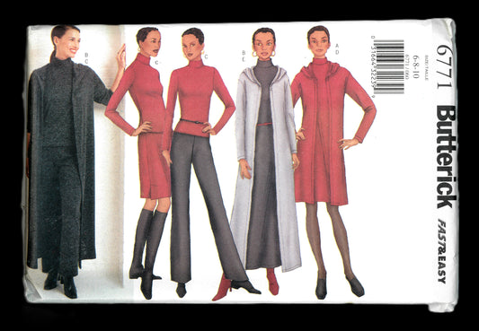 Butterick 6771 Misses / Misses Petite Jacket Duster, Top, Dress, Skirt and Pants Sewing Pattern - UNCUT - Size 6 8 10