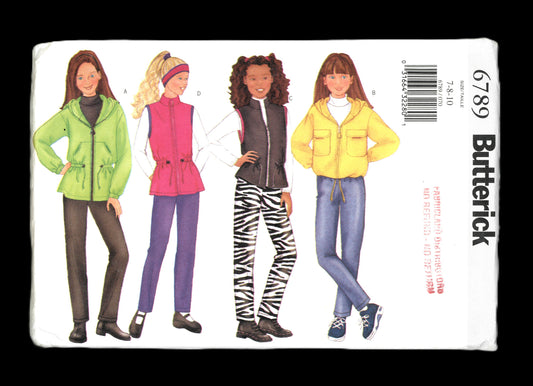 Butterick 6789 Girls Jacket Vest Panta & Headband Sewing Pattern - UNCUT - Size 7 8 10