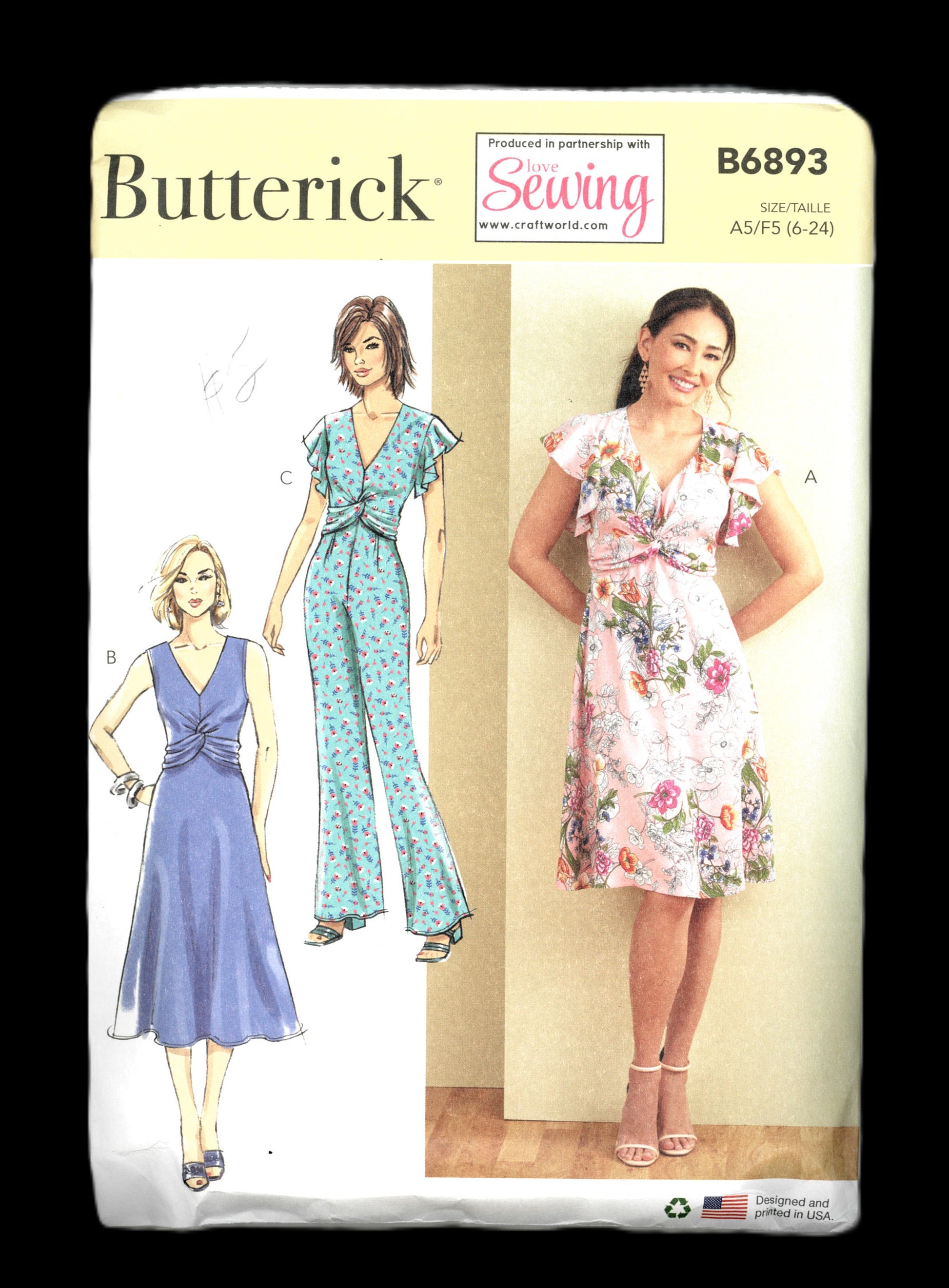 Butterick 6892 Misses Dress and Jumpsuit Sewing Pattern UNCUT Size 6 - 24