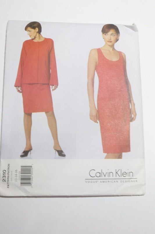 Vogue 2310 Calvin Klein American Designer Misses / Misses Petite Dress and Jacket Sewing Pattern - UNCUT - Size 12 14 16