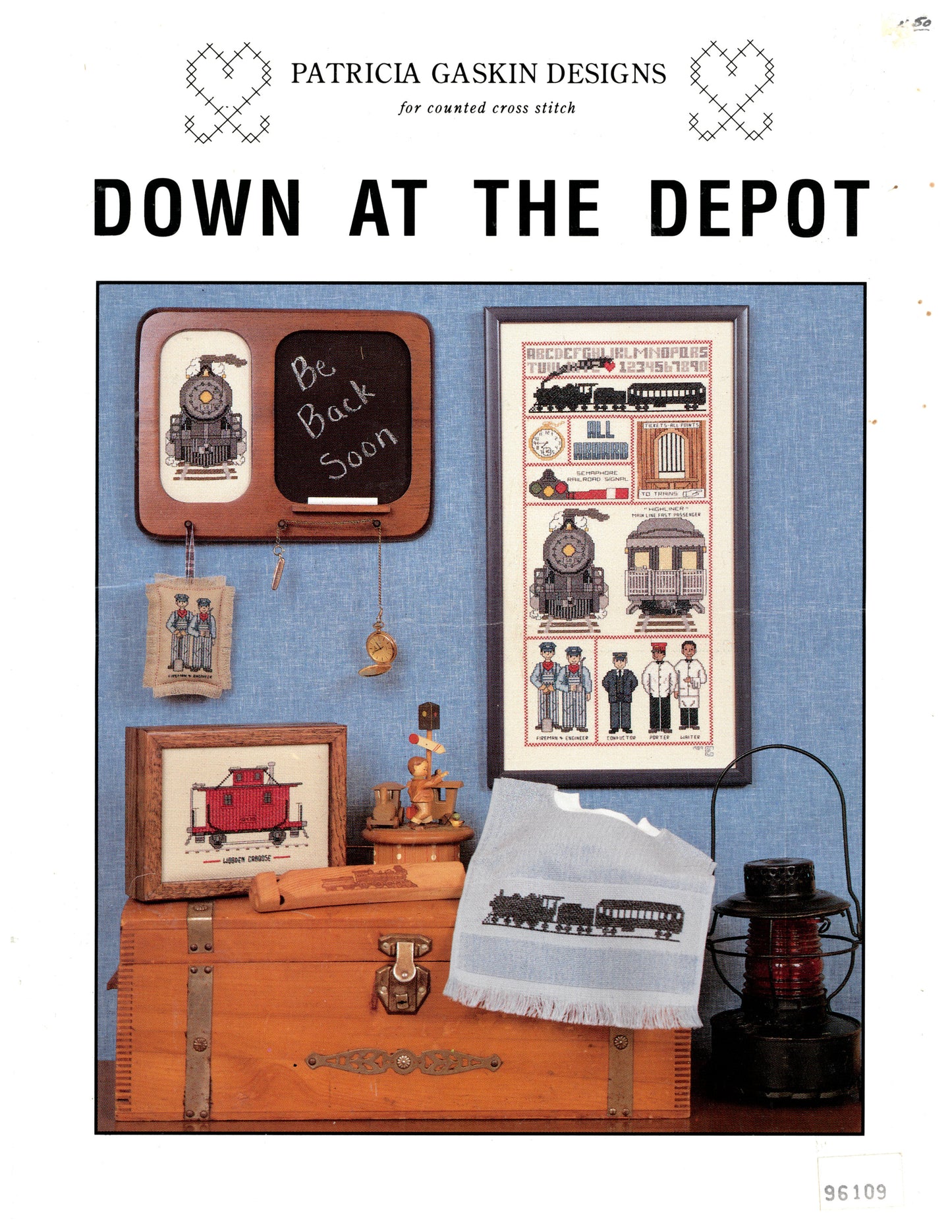 Patricia Gaskin " Down at the Depot" Rail Road Train Themed Cross Stitch Pattern