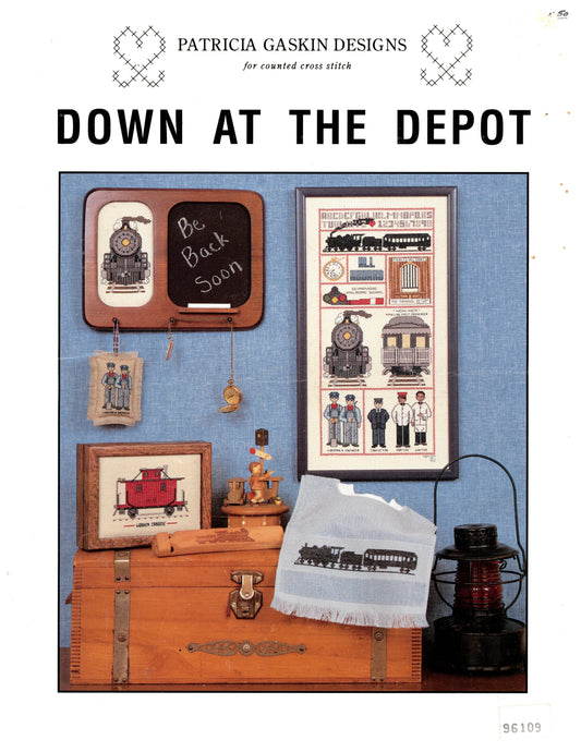 Patricia Gaskin " Down at the Depot" Rail Road Train Themed Cross Stitch Pattern