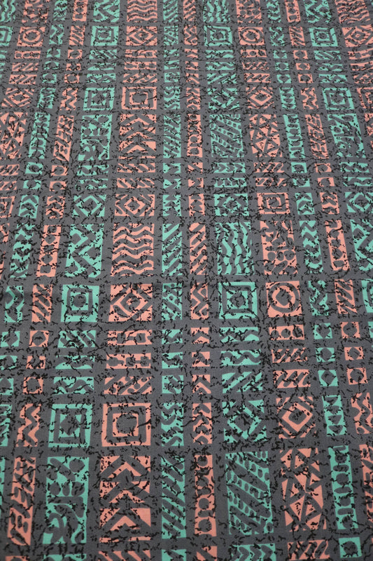 3 plus Yards Vintage Abstract Geometric Surf Style Fabric 120" x 56"
