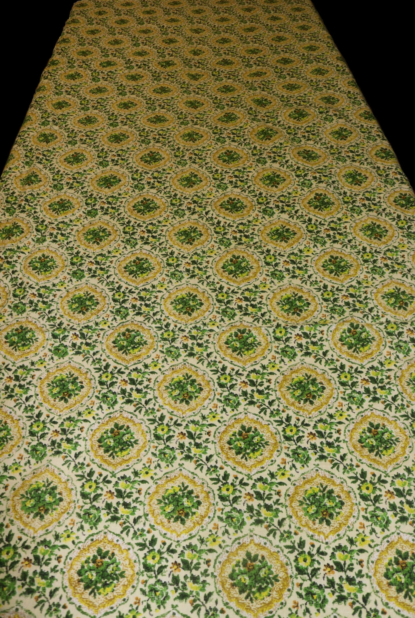 3+ Yards 60s 70s Style Retro Bohemian Yellow Green floral House 'N Home Draperies and Fabric Inc  138" x 49"