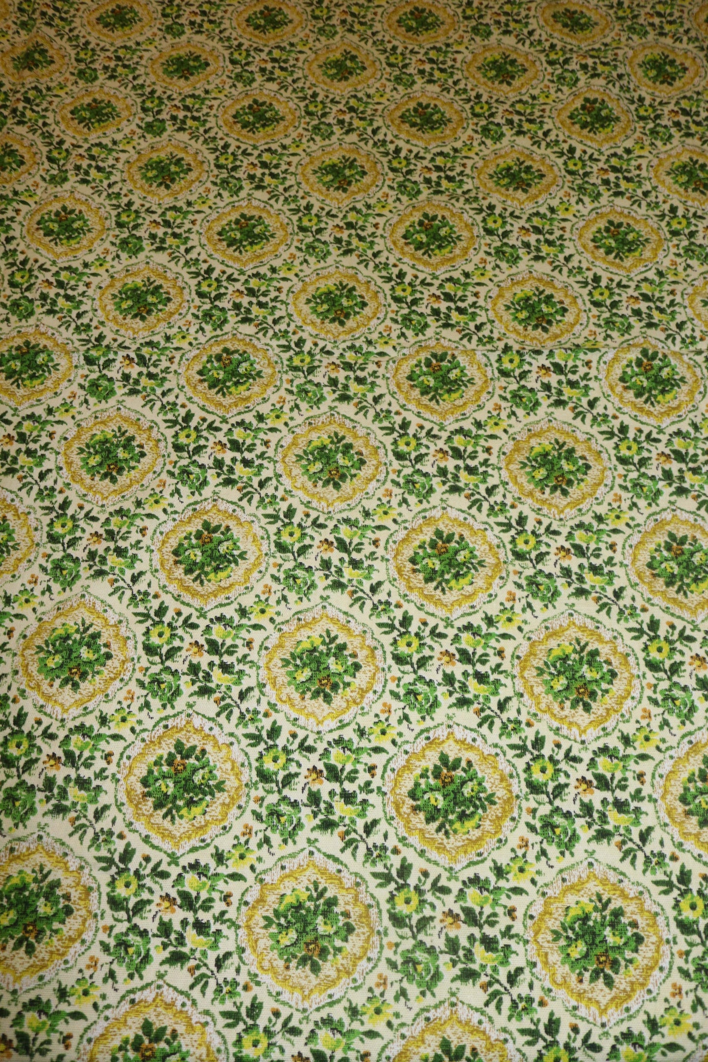3+ Yards 60s 70s Style Retro Bohemian Yellow Green floral House 'N Home Draperies and Fabric Inc  138" x 49"