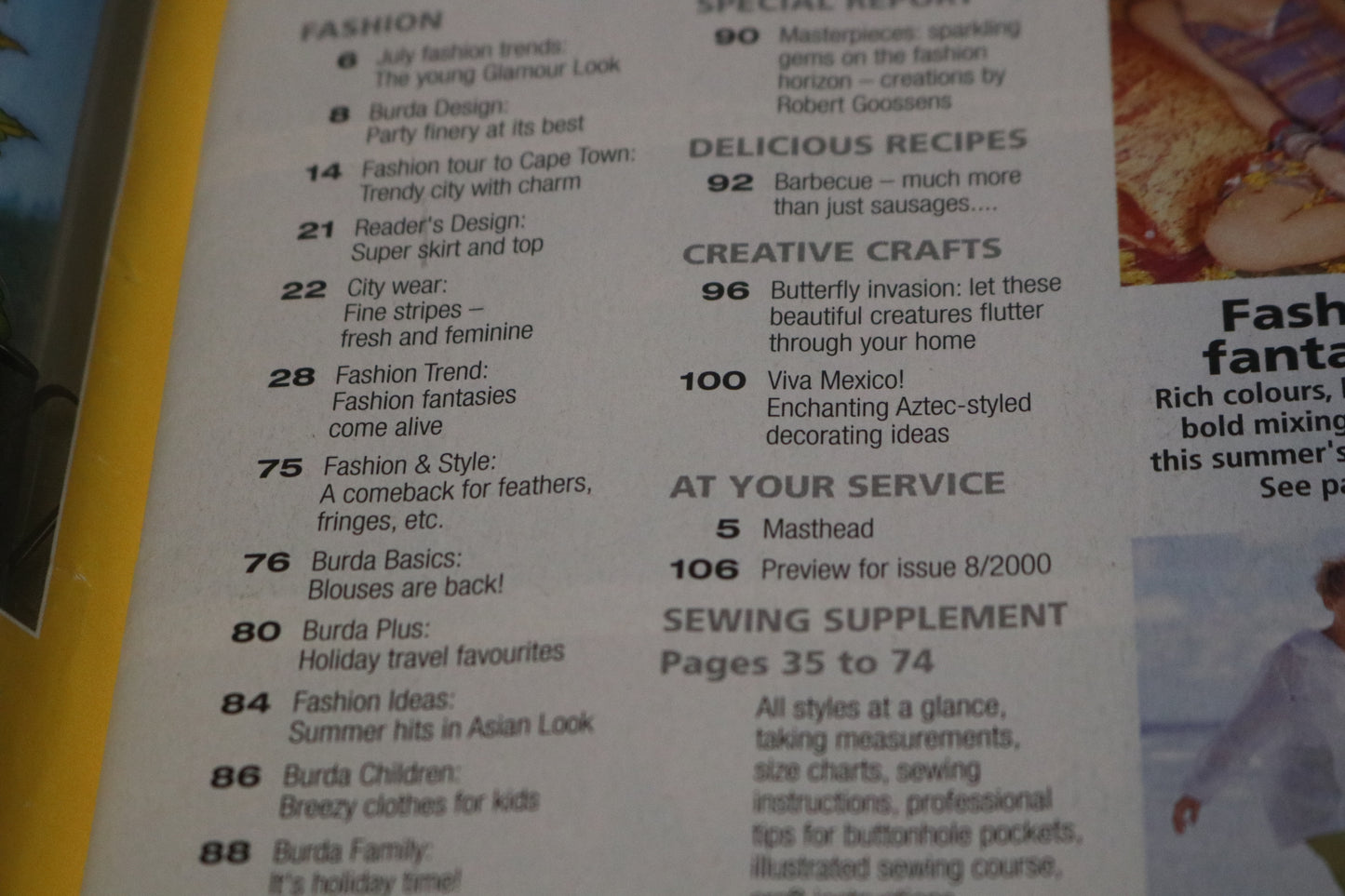 July 2000 Burda A World of Fashion Sewing Magazine