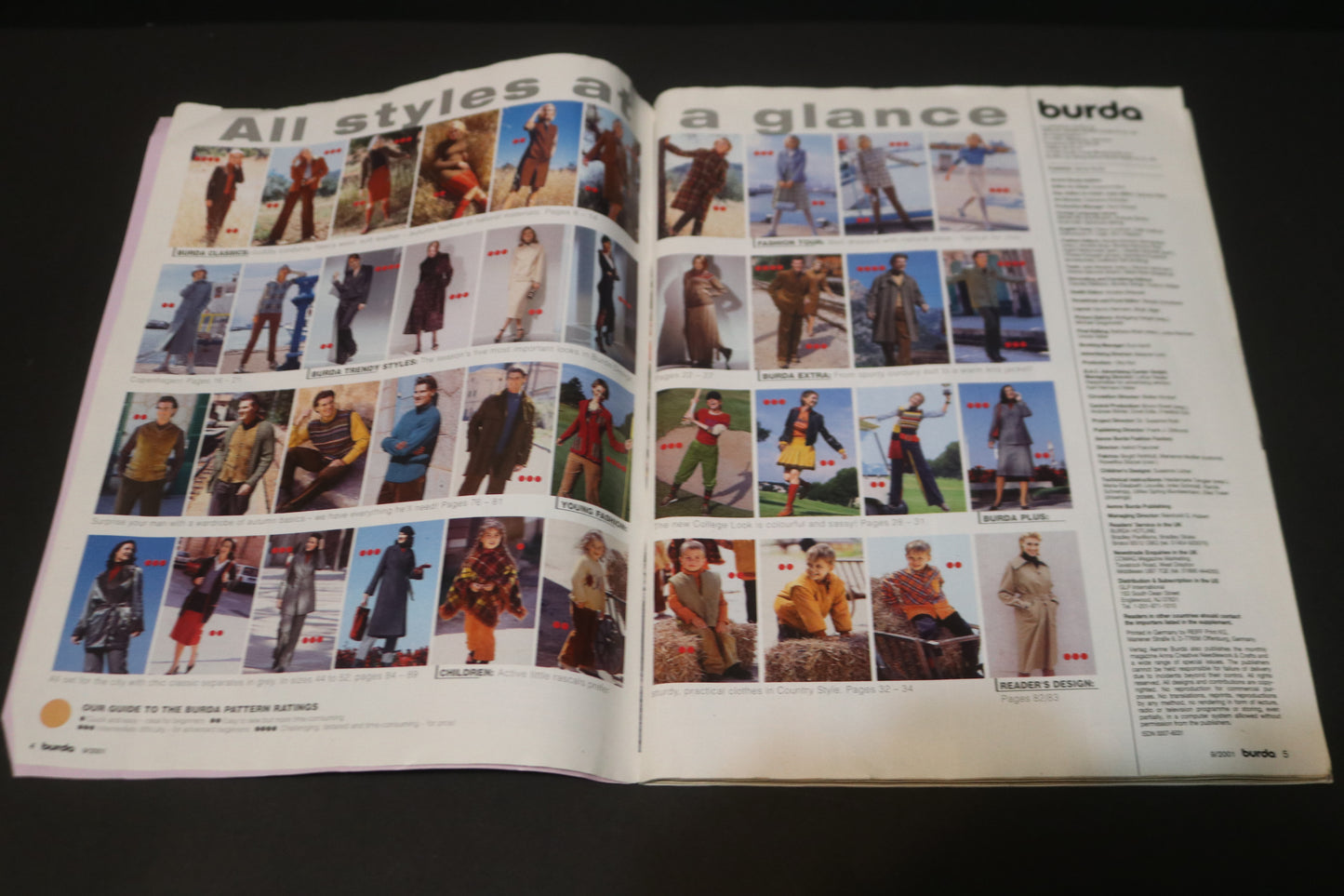 September 2001 Burda A World of Fashion Sewing Magazine